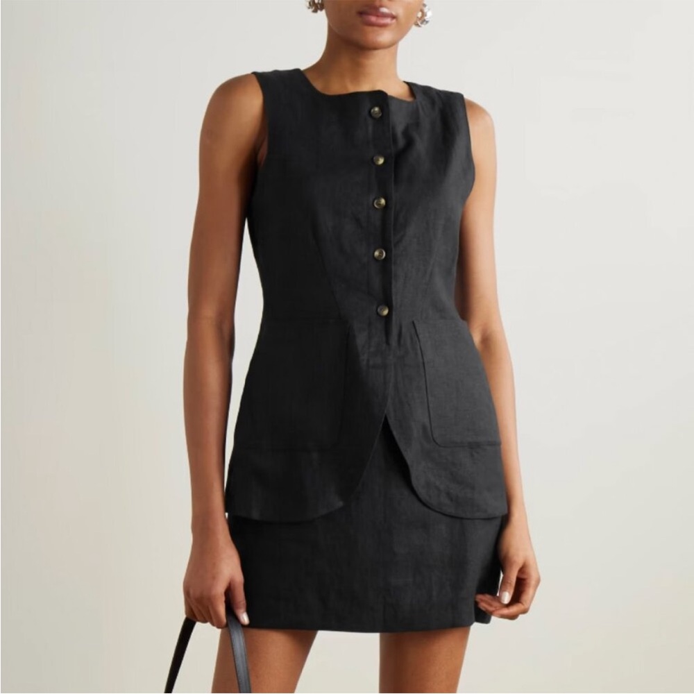 Posse Emma Linen Black Vest Size Medium - Picture 3 of 10